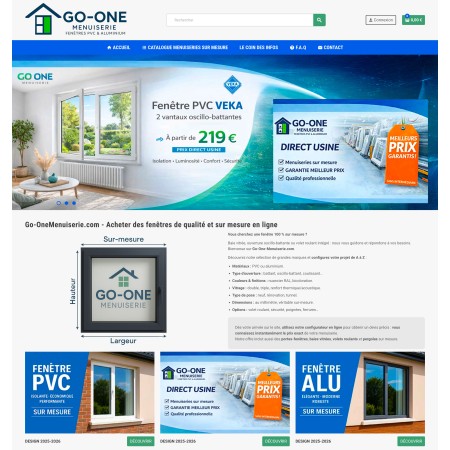 Création site de vente E-commerce Go-One-Menuiuserie.com sur mesure